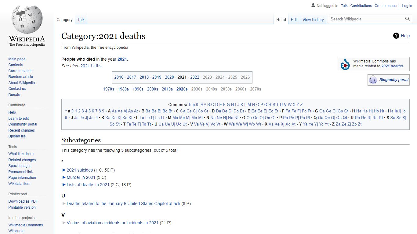 Category:2021 deaths - Wikipedia